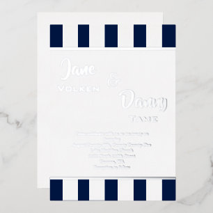 Wedding Modern Black & White Stripe with Foil Invitation