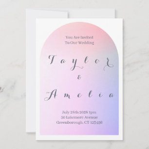 Wedding Modern Boho Arch Pink Lilac Ombre Invitation