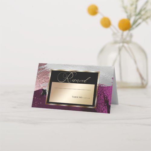 Wedding  Modern Bold Abstract Wine Strokes Place Card