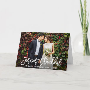 Wedding Modern Brush Script Forever Thankful Fold Letterpress Thank You Card