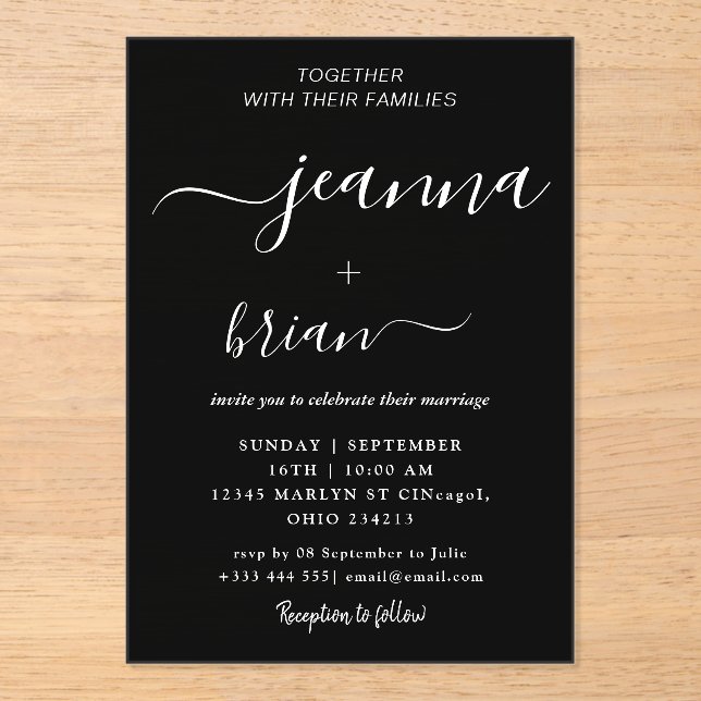 Wedding Modern Calligraphy Acrylic Invitations (Front)