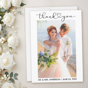 Wedding Modern Calligraphy Heart Script Thank You Card
