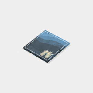 Wedding Modern Golden Pineapple Couple Navy Blue P Post-it Notes