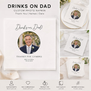 Wedding Modern Minimal Drinks on Dad Photo Bar Napkins