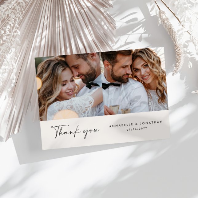 Wedding modern minimal multi photo thank you chic invitation (Creator Uploaded)