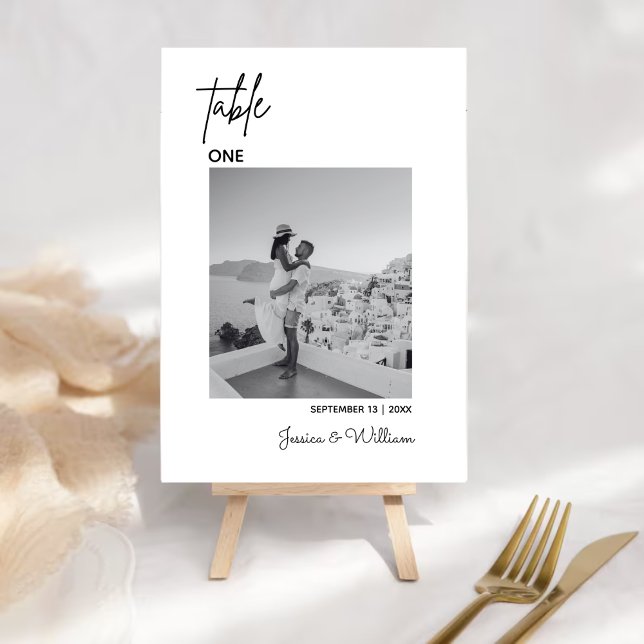 Wedding Modern Minimal Photo  | Table Numbers Card (Creator Uploaded)