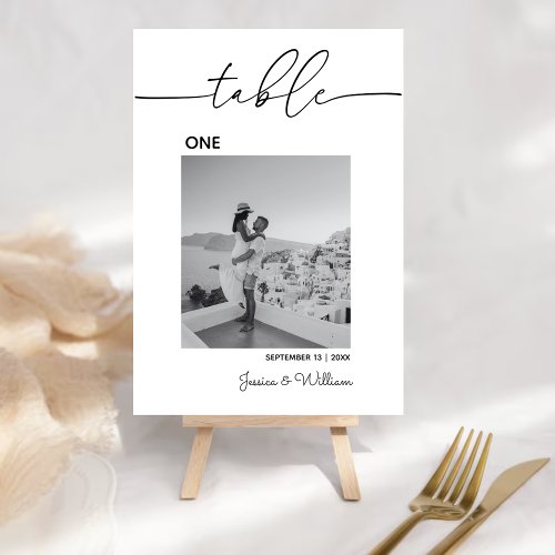 Wedding Modern Minimal Photo   Table Numbers Card