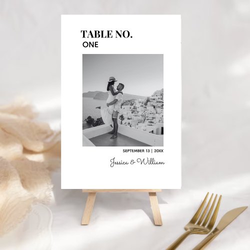 Wedding Modern Minimal Photo   Table Numbers Card