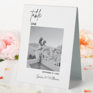 Wedding Modern Minimal Photo    Table Numbers Card Tent
