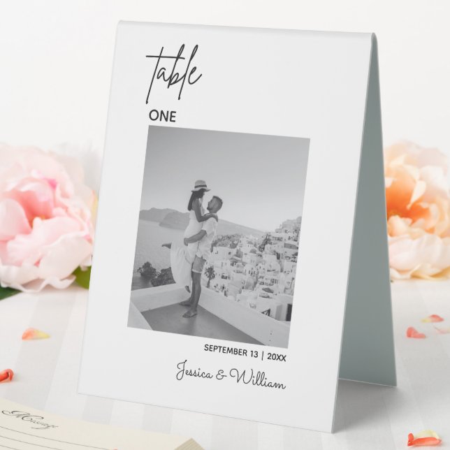 Wedding Modern Minimal Photo  | Table Numbers Card Tent (In SItu (Wedding))