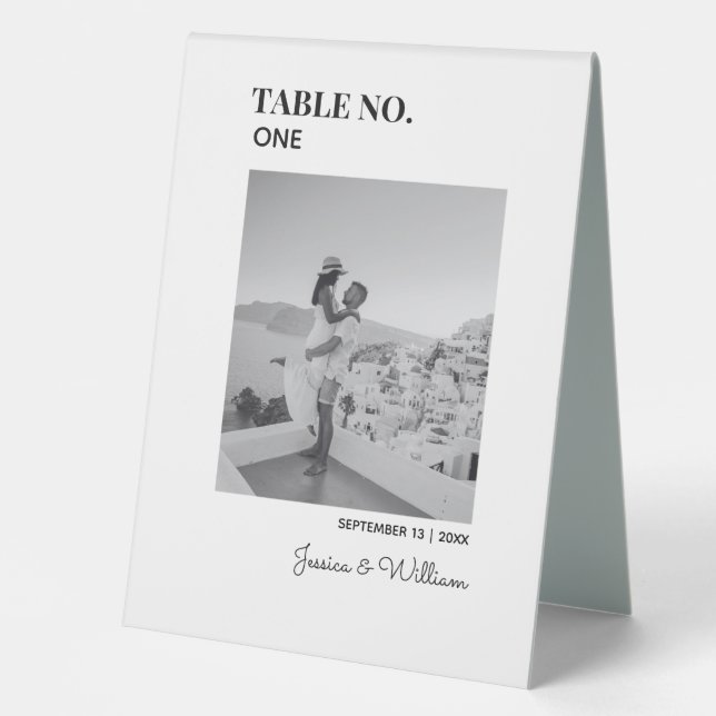 Wedding Modern Minimal Photo  | Table Numbers  Table Tent (Front)