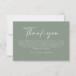 Wedding modern minimal photo thank you sage green invitation | Zazzle