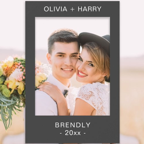 Wedding Modern Minimalist Black Selfie Frame