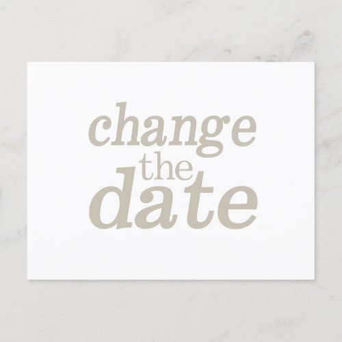 Wedding Modern Minimalist Change The Date Announcement Postcard