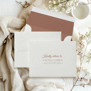Wedding Modern Minimalist Cream & Mocha Brown Envelope