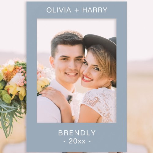 Wedding Modern Minimalist Dusty Blue Selfie Frame