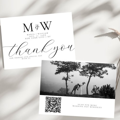 Wedding Modern Minimalist Elegant Chic Script Thank You Card