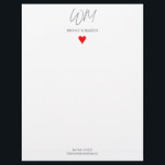 Wedding, Modern, Minimalist Letterhead<br><div class="desc">A monogrammed modern,  minimalist,  heartfelt wedding design. Its text includes; the couple's names (Whitney & Madison),  a monogram of their initials (WM),  the city and date of the wedding.</div>