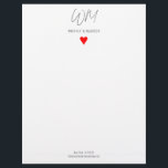 Wedding, Modern, Minimalist Letterhead<br><div class="desc">A monogrammed modern,  minimalist,  heartfelt wedding design. Its text includes; the couple's names (Whitney & Madison),  a monogram of their initials (WM),  the city and date of the wedding.</div>