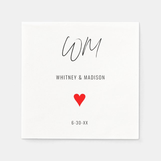 Wedding, Modern Minimalist, Paper Napkin (Front)