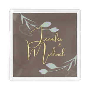 Wedding Modern Minimalist Plain Calligraphy Name Acrylic Tray