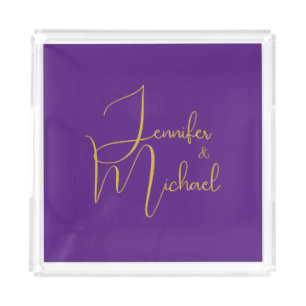 Wedding Modern Minimalist Plain Calligraphy Name Acrylic Tray