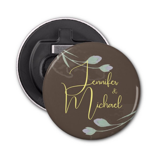 Wedding Modern Minimalist Plain Calligraphy Name Bottle Opener (Front)