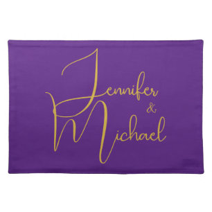 Wedding Modern Minimalist Plain Calligraphy Name Cloth Placemat