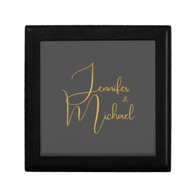 Wedding Modern Minimalist Plain Calligraphy Name Gift Box (Front)