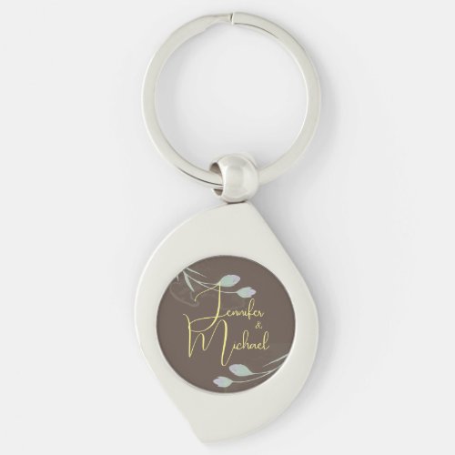 Wedding Modern Minimalist Plain Calligraphy Name Keychain