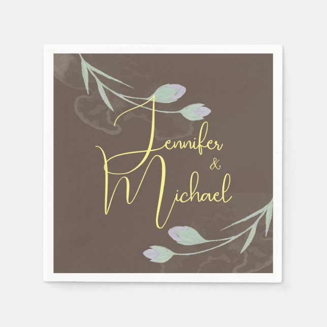 Wedding Modern Minimalist Plain Calligraphy Name Napkins (Front)