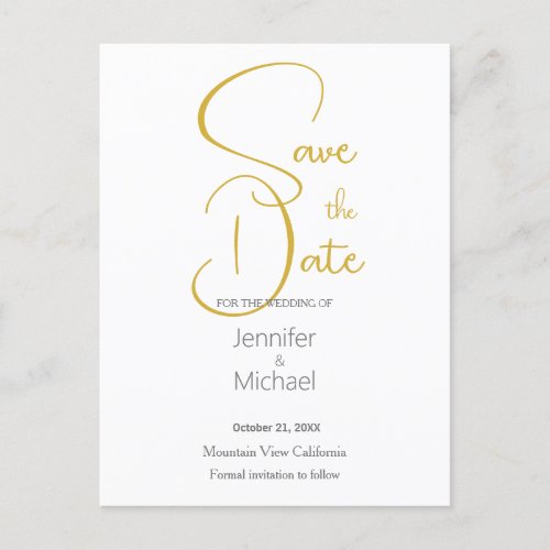 Wedding Modern Minimalist Plain Calligraphy Postcard