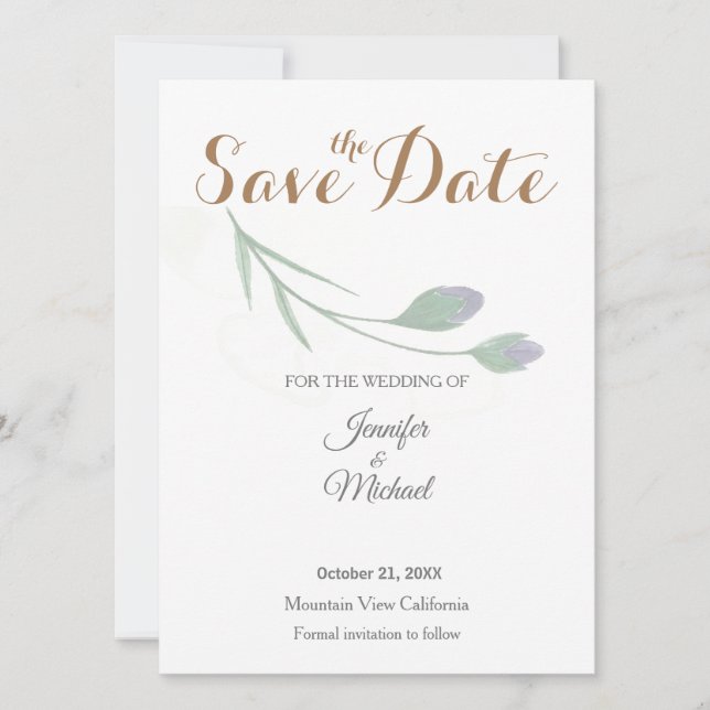 Wedding Modern Minimalist Plain Calligraphy Save The Date (Front)