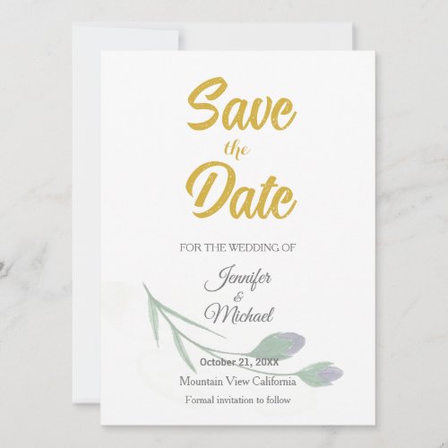 Wedding Modern Minimalist Plain Calligraphy Save The Date