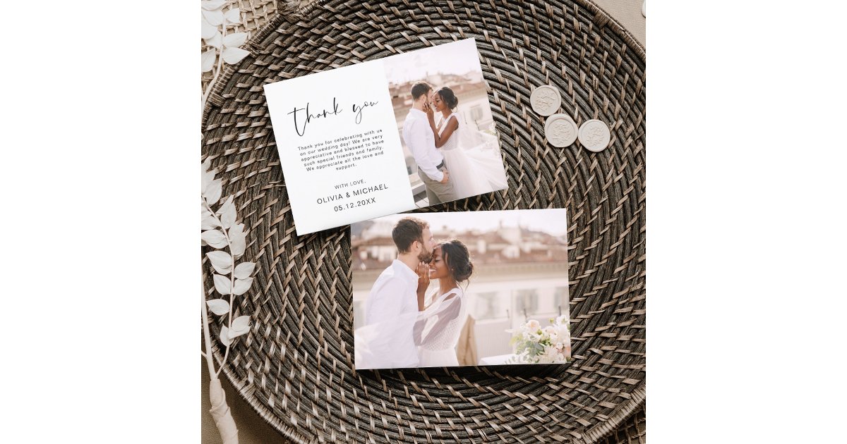 Wedding Modern Minimalist Thank You Cards Flyer | Zazzle