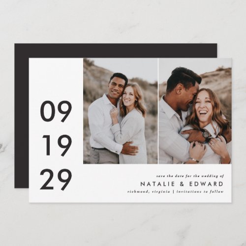 Wedding modern multi photo typography graphic save the date