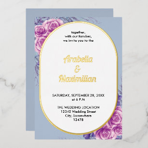 Wedding Modern Neutral Floral Rustic Elegant Foil Invitation