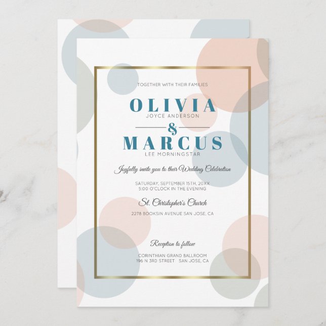 Wedding Modern Pastel Confetti Dots Invitation (Front/Back)