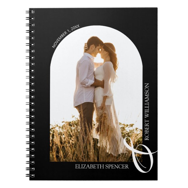 Wedding Modern Photo Arch Black Notebook (Front)