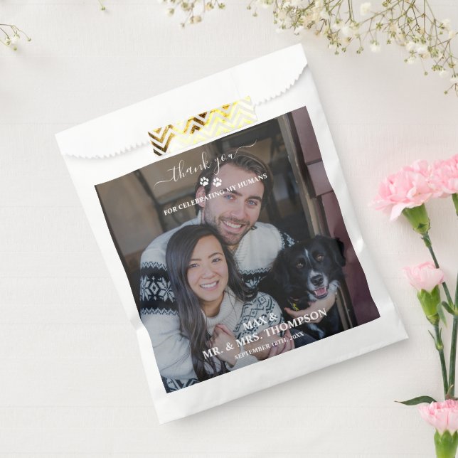 Wedding Modern Photo Couple Pet Dog My Humans  Favor Bag (Sealed)