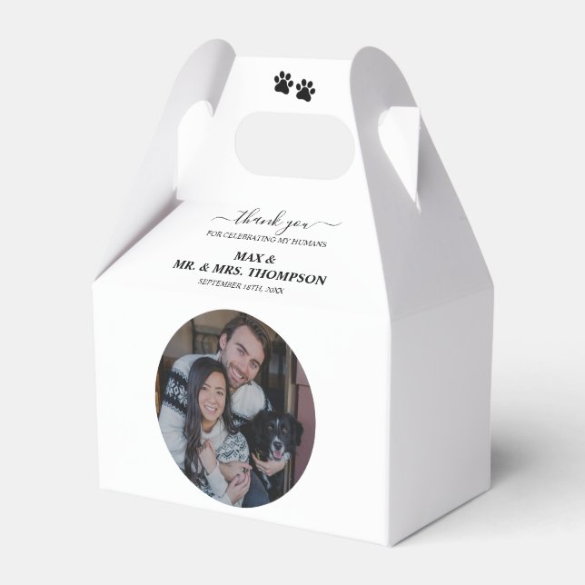 Wedding Modern Photo Couple Pet Dog My Humans  Favor Boxes (Front Side)