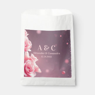 Wedding Modern Pink Burgundy Floral Favor Bag