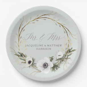 Wedding Modern Rustic BOHO Wreath Anemone Wreath Paper Plates
