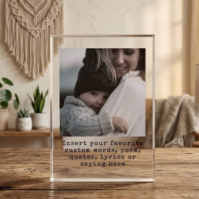 Wedding | Modern Script Mother's Day Memory Custom Photo Block (custom bachelorette photo block memory gift, wedding photo block, newlyweds | birthday photo block)