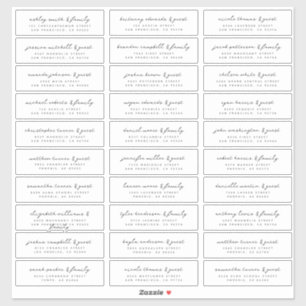 Wedding Modern Simple Black and White Guest Names Sticker
