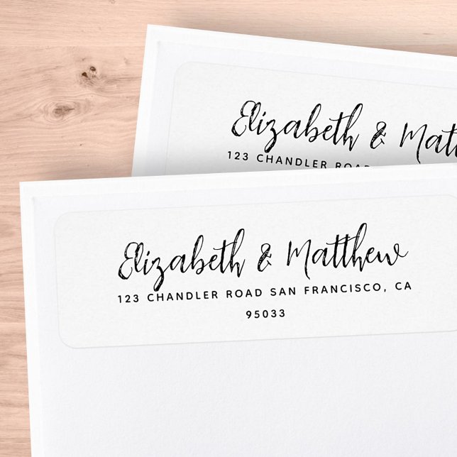 Wedding Modern Simple Black & White Return Address Label (Creator Uploaded)