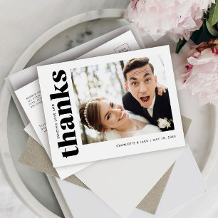 Wedding Modern Simple Photo Thank You Postcard