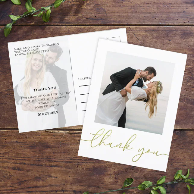 Wedding Modern Simple Trendy Minimalist Thank You Postcard | Zazzle