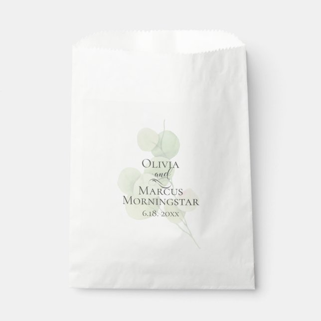 Wedding Modern Springtime Eucalyptus Favor Bag (Front)