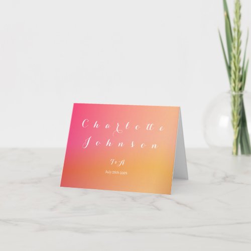 Wedding Modern Sunset Ombre Name and Menu Place